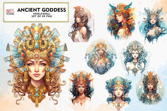 Ancient Goddess Watercolor Sublimation Illustrations Bring Ethereal Charm to Local Branding Projects