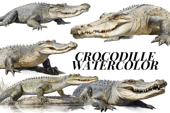 Crocodille Watercolor: Premium Illustrations