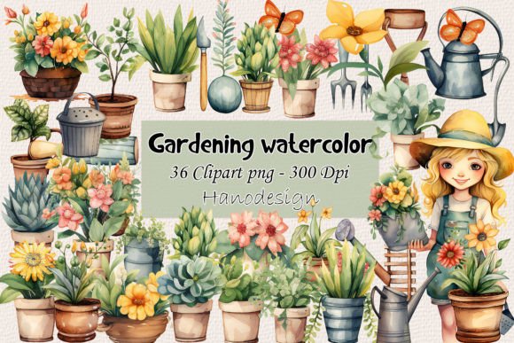 Gardening Clipart Watercolor: A Versatile Illustration for Organic Branding