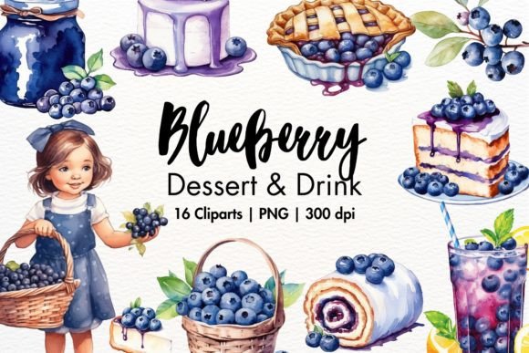 h1Blueberry Dessert Drink Watercolor Illustrations for Digital Sellers/h1