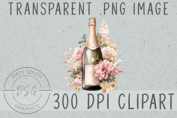 h1Watercolor Floral Champagne Bottle Illustrations for Creative Sellers/h1