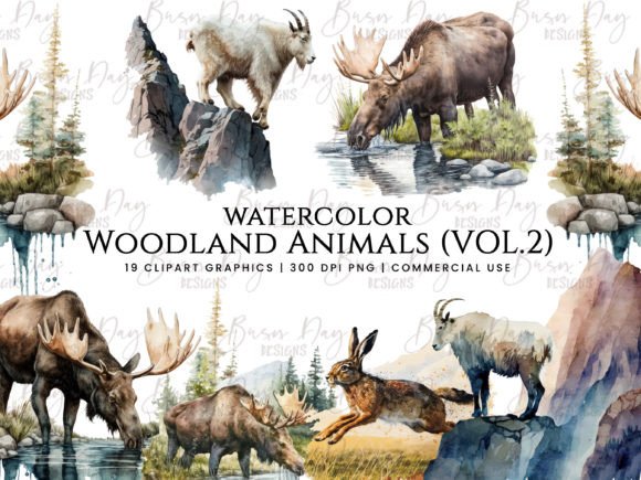 h1Watercolor Woodland Animal Clipart Vol 2 for Branding & Marketing Illustrations/h1