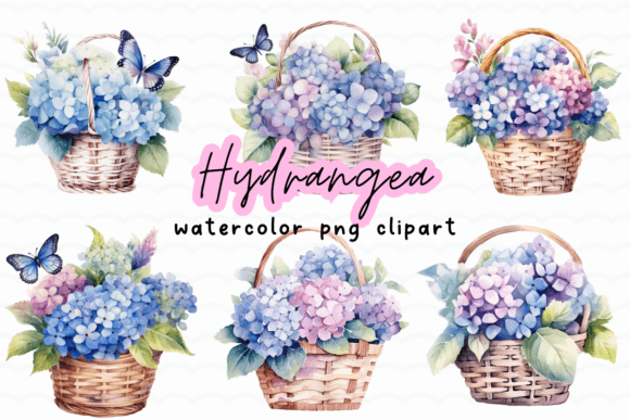 Hydrangea Flowers Basket Watercolor PNG: A Brand Designer’s Review for Local Business Branding