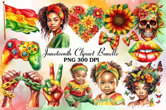 Juneteenth Watercolor Illustrations Clipart Bundle for Creative Sellers