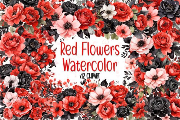 Red and Black Flowers Watercolor Clipart Review