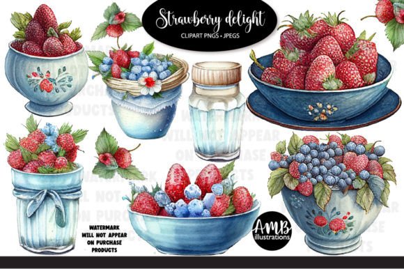 Strawberry Delight Watercolour Clipart
