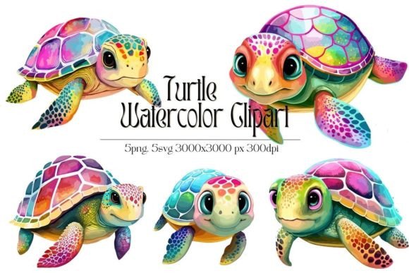 Turtles Watercolor ClipArt