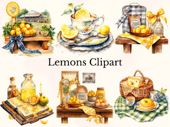 Vintage Lemon Clipart for Illustrations