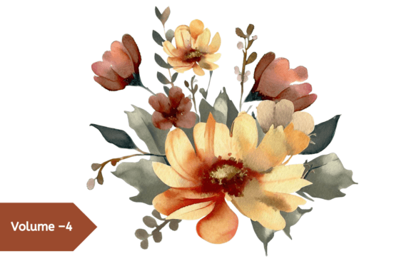 Vintage Watercolor Flowers Volume –4 Illustrations