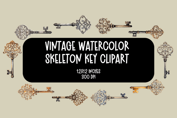 Vintage Watercolor Skeleton Keys Clipart Review