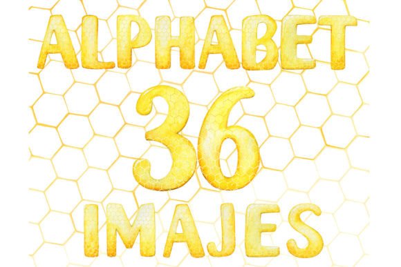 Watercolor Alphabet Clipart, Honeycomb