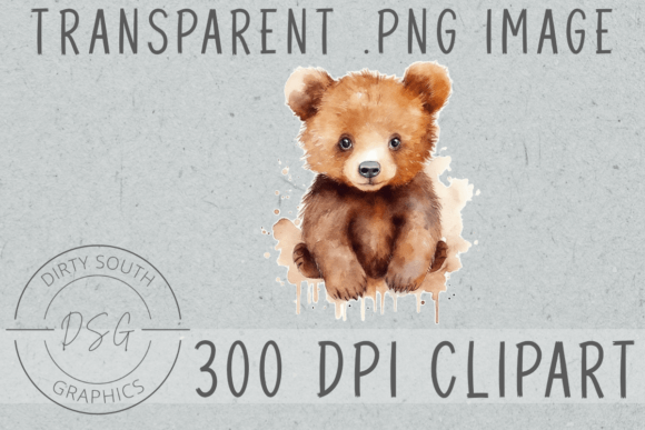 Watercolor Baby Brown Bear Cub Illustration: Cute Design for Digital Sellers