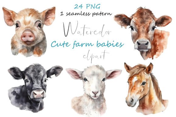 Watercolor Cute Farm Baby Animals, Sheep Illustrations for Blog & Editorial Design