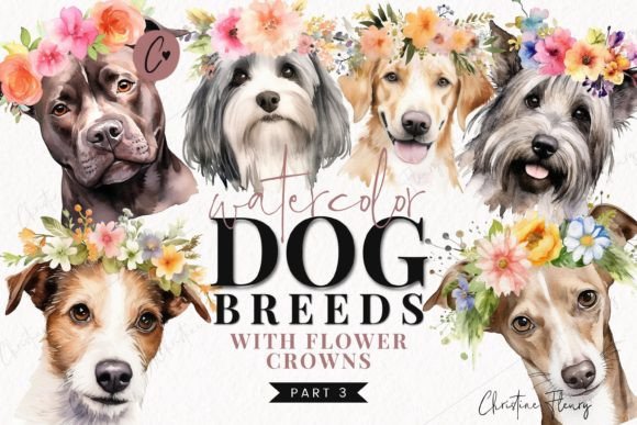 Watercolor Dogs with Flower Crown Part 3: A Soft, Playful Illustration for Local Branding