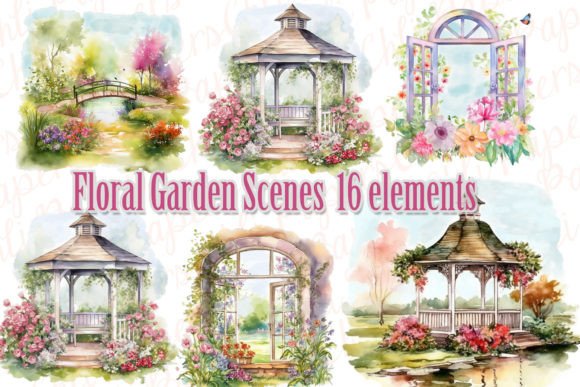 Watercolor Gazebo Clipart for Wedding & Custom Embroidery Projects