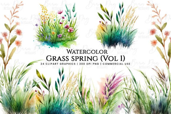 Watercolor Grass Spring Clipart Bundle 1 Review