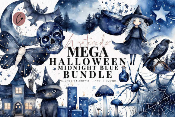 Watercolor Mega Halloween Bundle Clipart