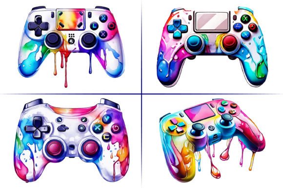 Watercolor Melting Gamepad Clipart: A Fresh Editorial Illustration for Playful Content Design
