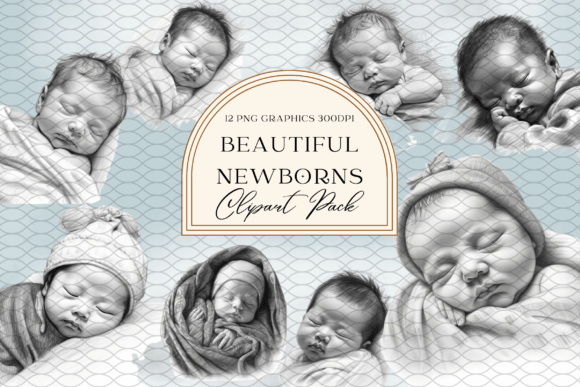 Watercolor Newborn Sketch Illustrations