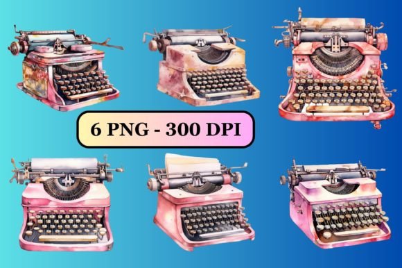 Watercolor Old Typewriter Bundle: A Nostalgic Illustration Set for Creative Blog Design