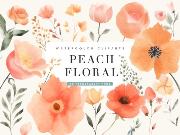 Watercolor Peach Texture Flowers Clipart Review