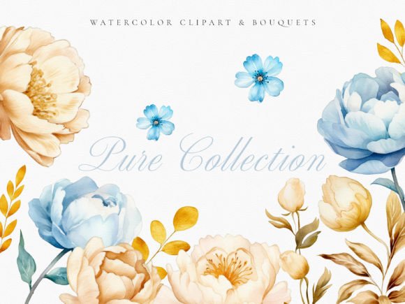 Watercolor Pure Sky Floral Collection & Illustrations