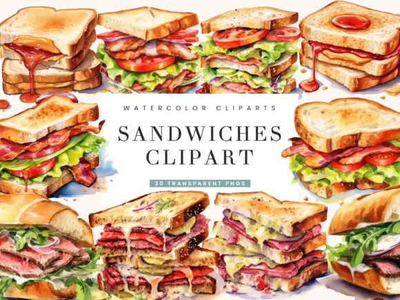 Watercolor Sandwiches Clipart Bundle Review