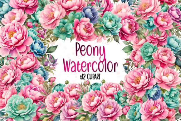 Watercolor Teal Fuchsia Peony Clipart Review