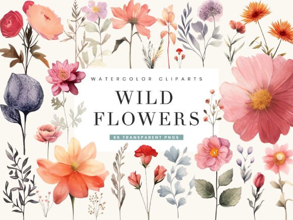 Watercolor Wildflower Texture Illustrations for Blog & Editorial Design